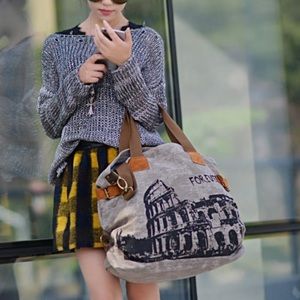 Retro Women Small Canvas Handbags Designer Lady Yellow Shoulder